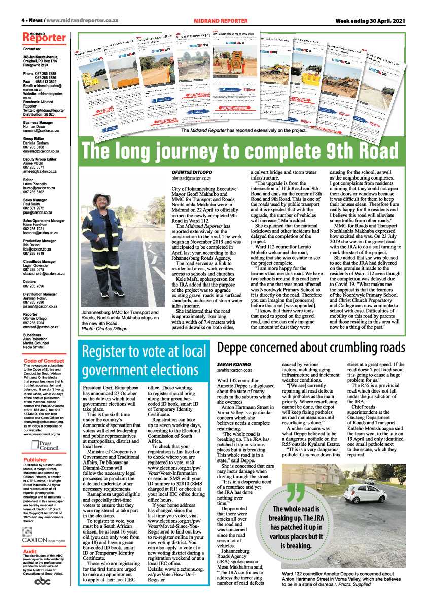 Midrand Reporter 30 April 2021 page 4