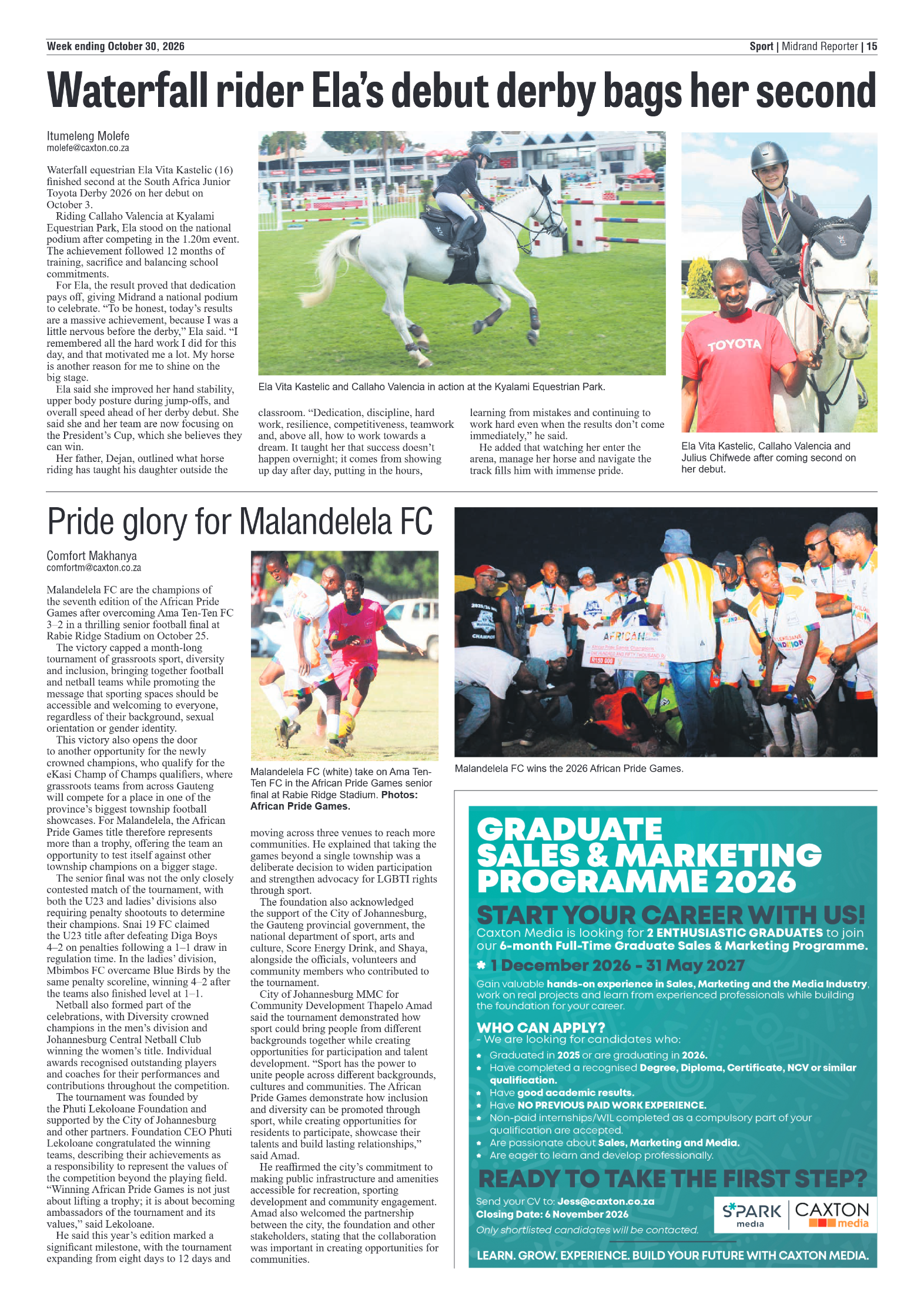 Midrand Reporter 30 October 2026 page 15