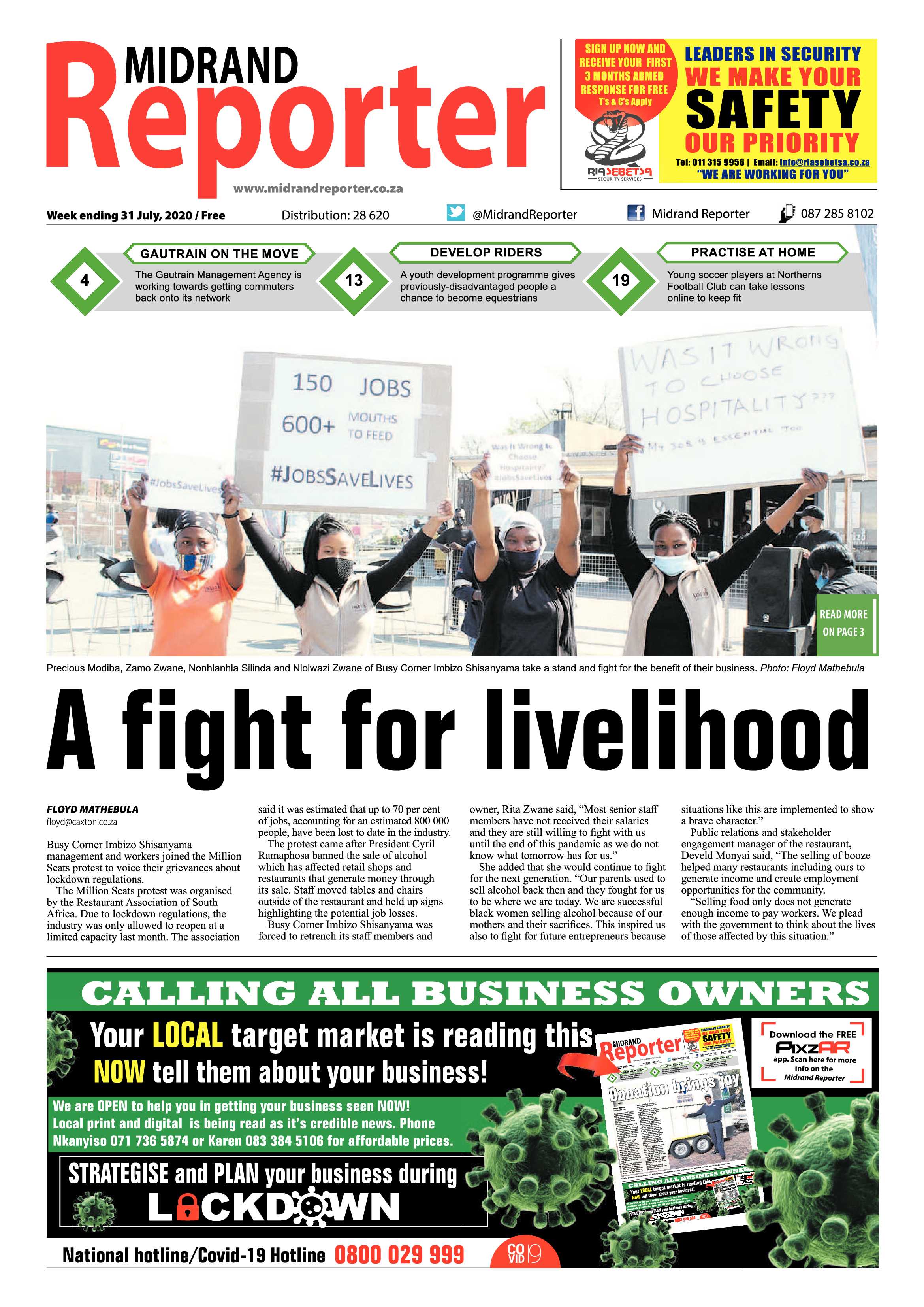 Midrand Reporter 31 July 2020 page 1