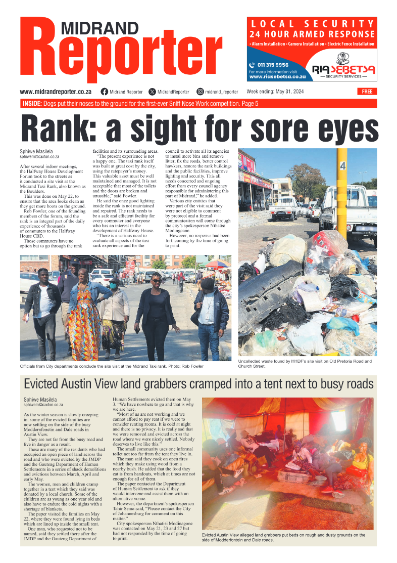 Midrand Reporter 31 May 2024 page 1