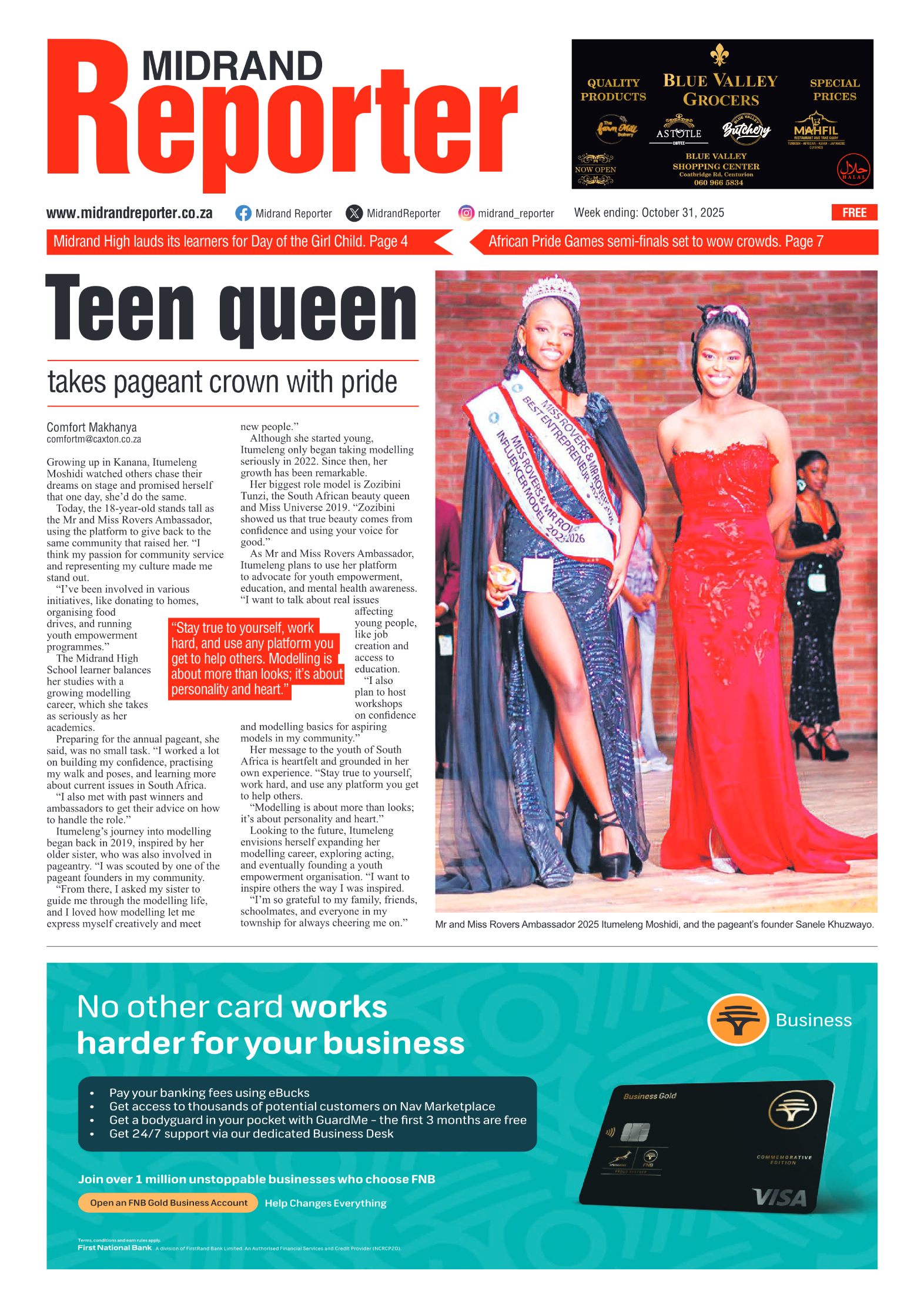 Midrand Reporter 31 October 2025 page 1