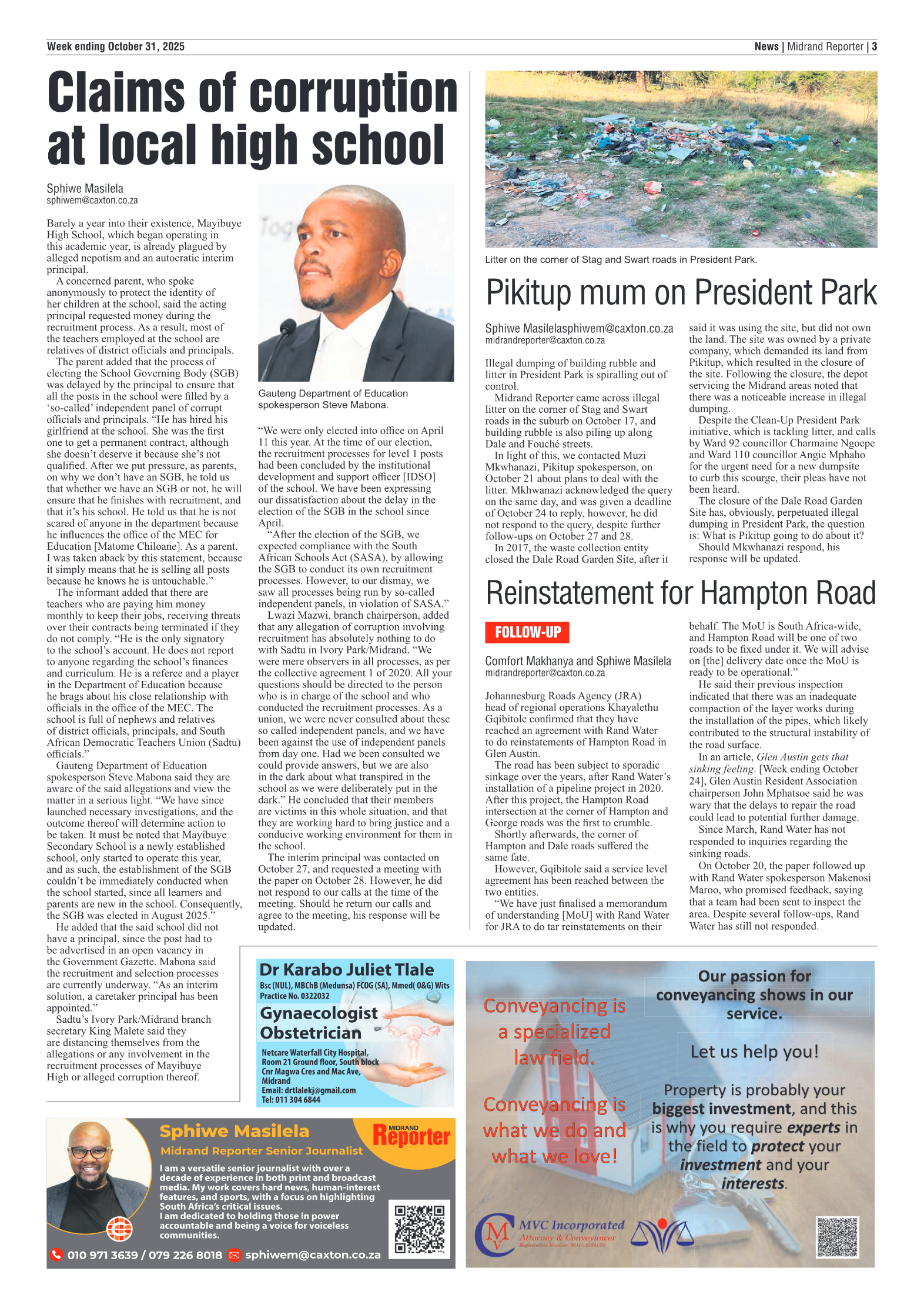 Midrand Reporter 31 October 2025 page 3