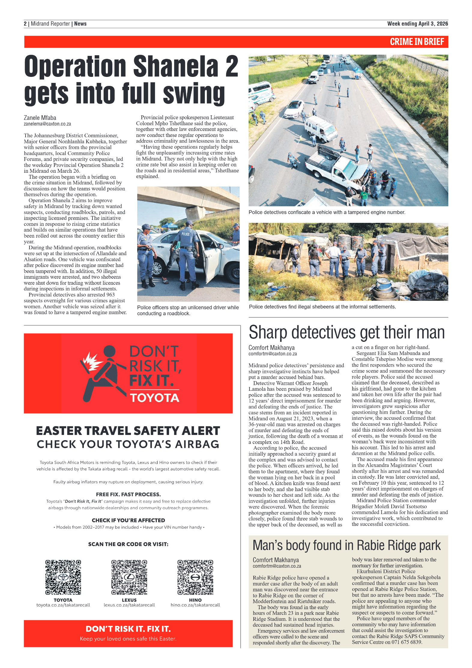 Midrand Reporter 3 April 2026 page 2