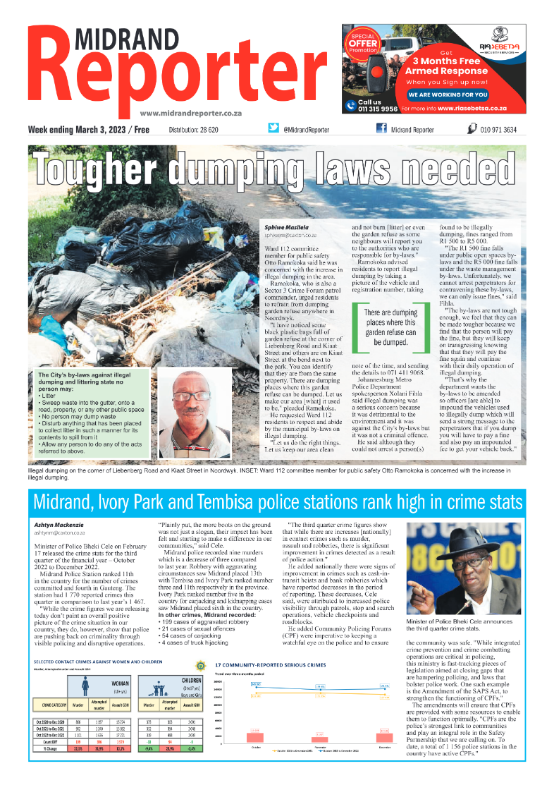 Midrand Reporter 3 March 2023 page 1