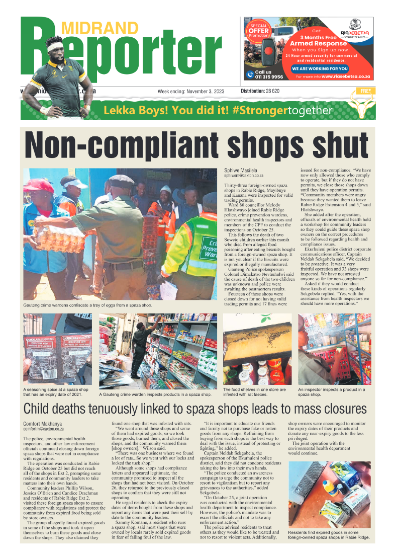 Midrand Reporter 3 November 2023 page 1