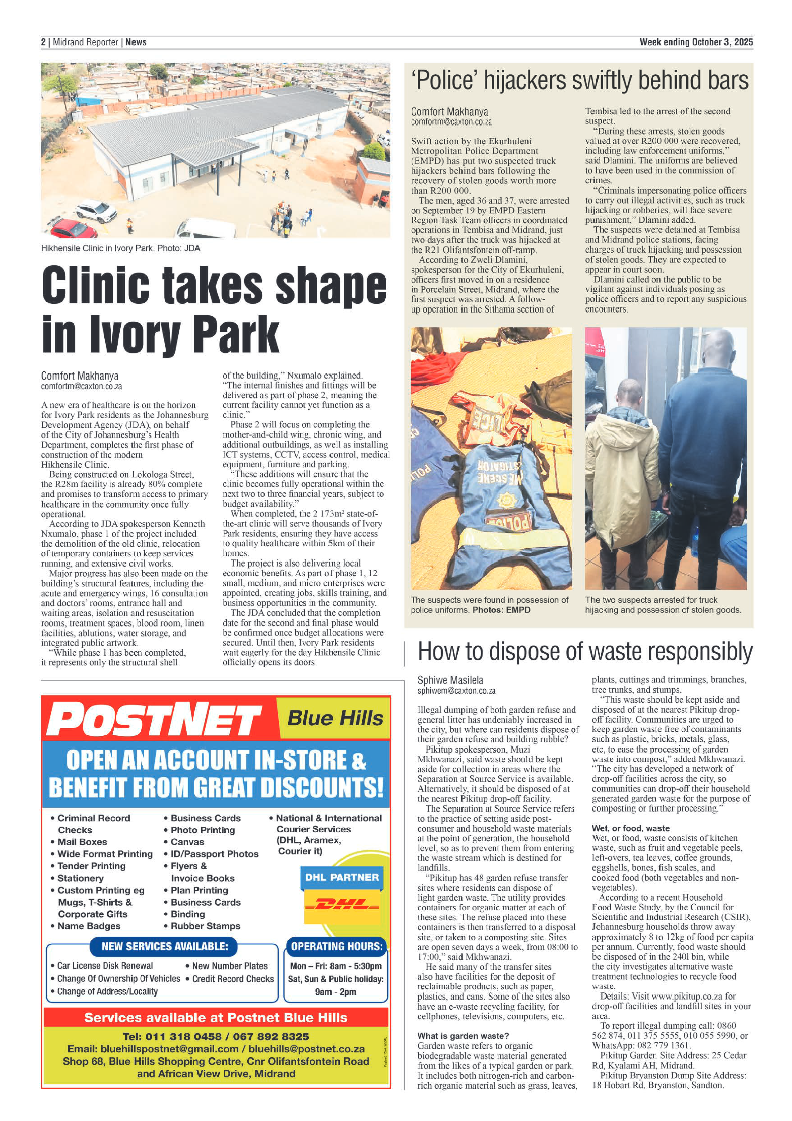 Midrand Reporter 3 October 2025 page 2