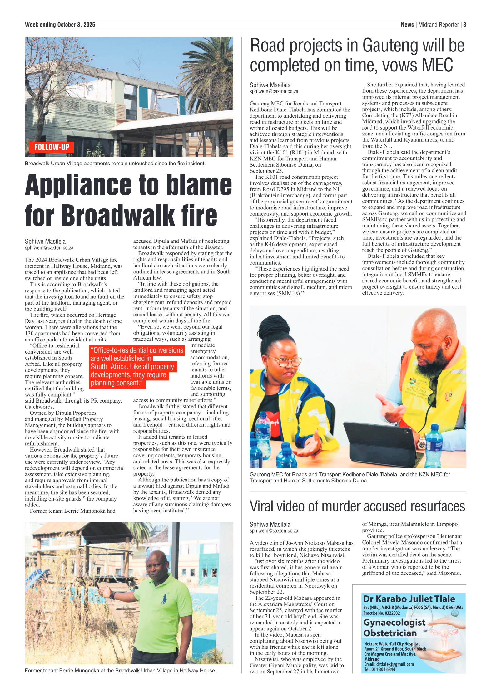 Midrand Reporter 3 October 2025 page 3