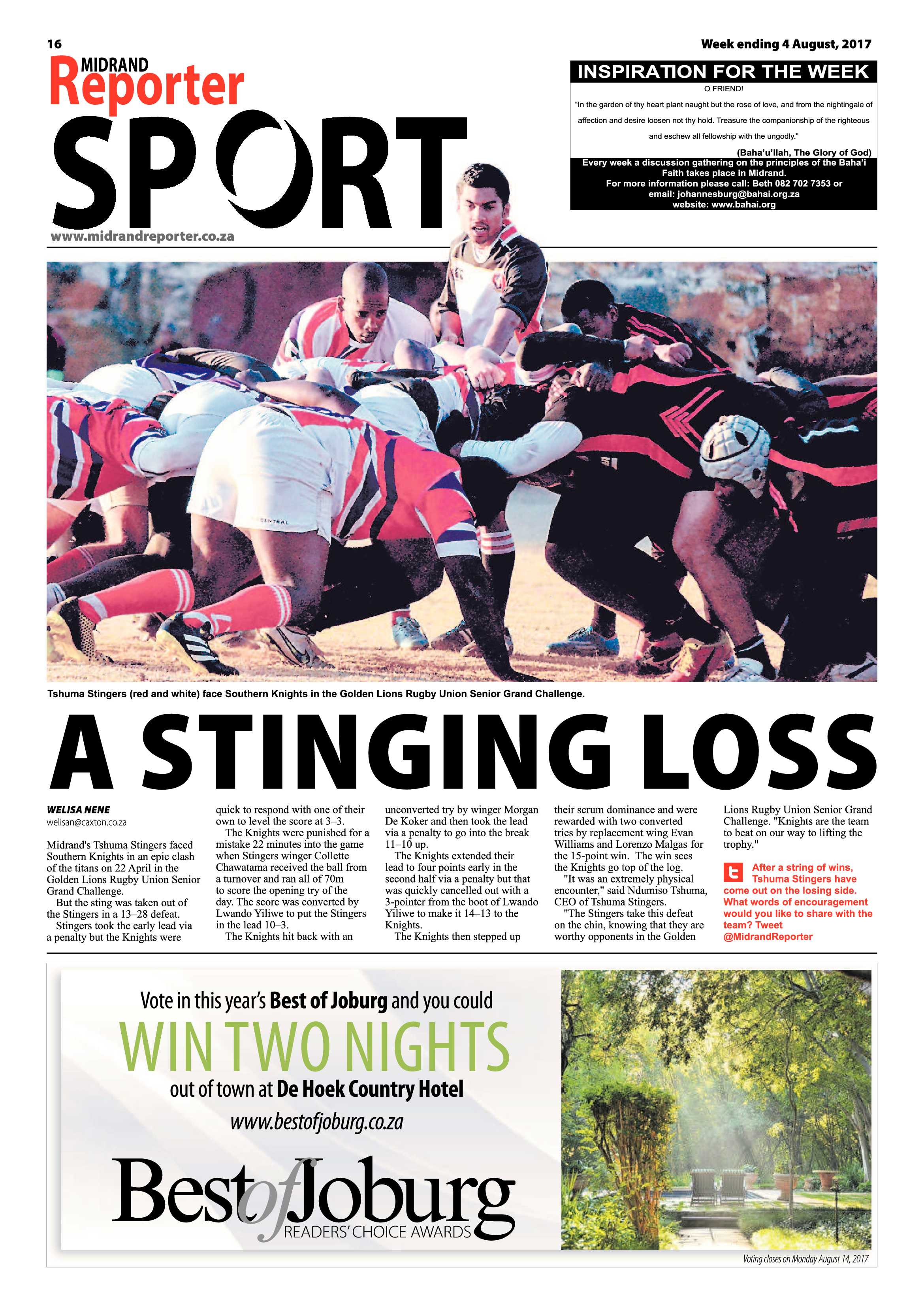 Midrand Reporter 4 August 2017 page 16