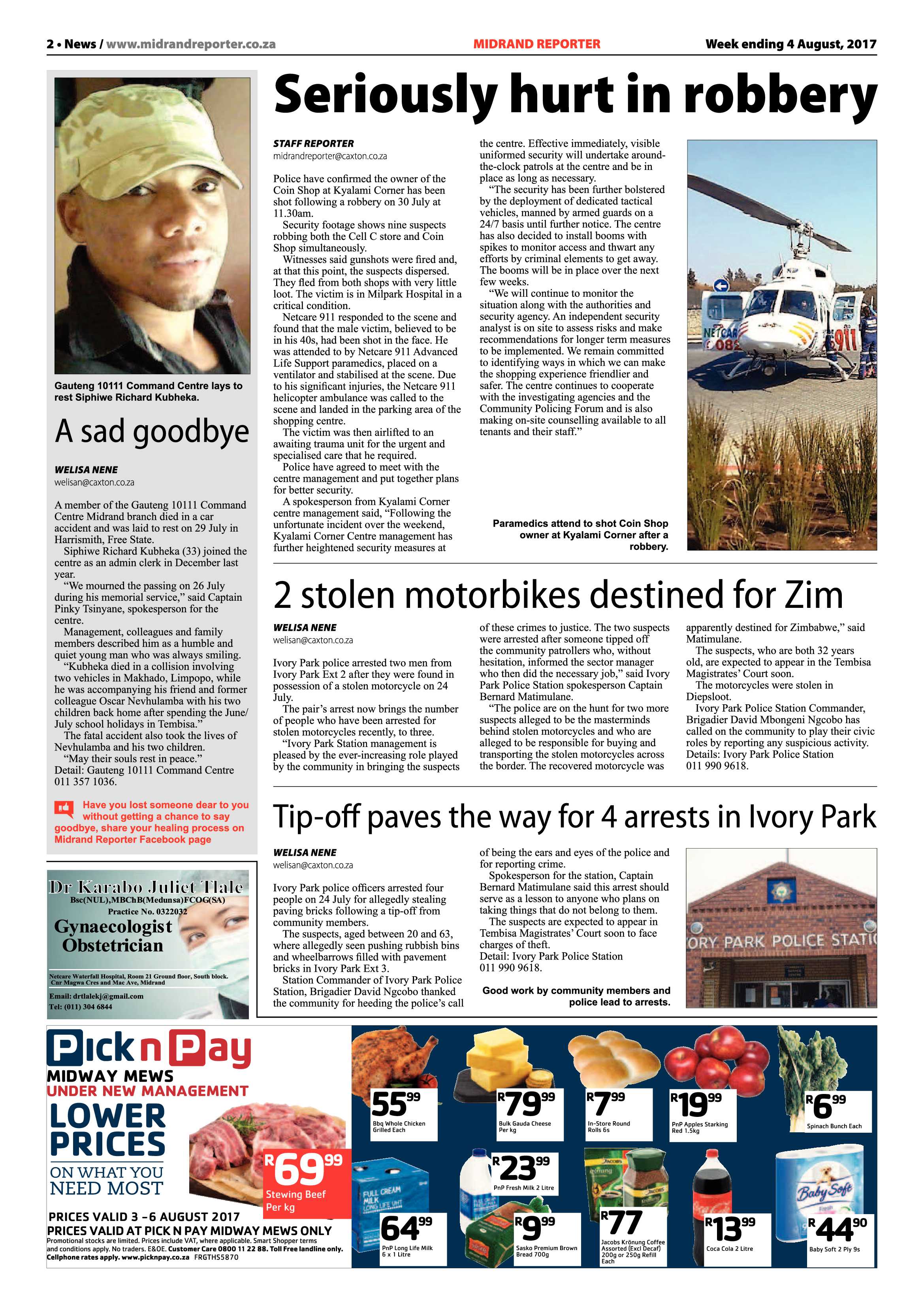 Midrand Reporter 4 August 2017 page 2