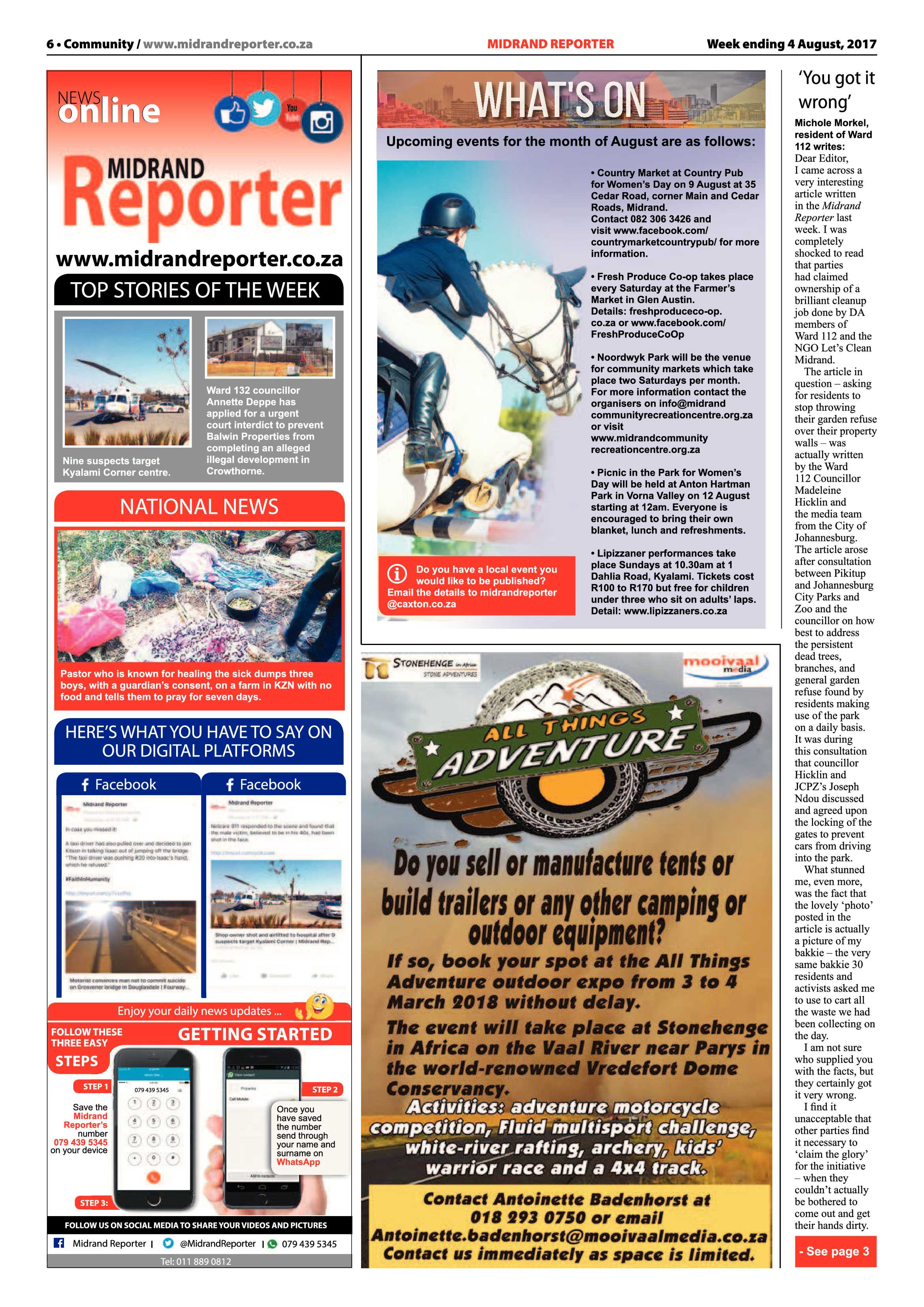 Midrand Reporter 4 August 2017 page 6