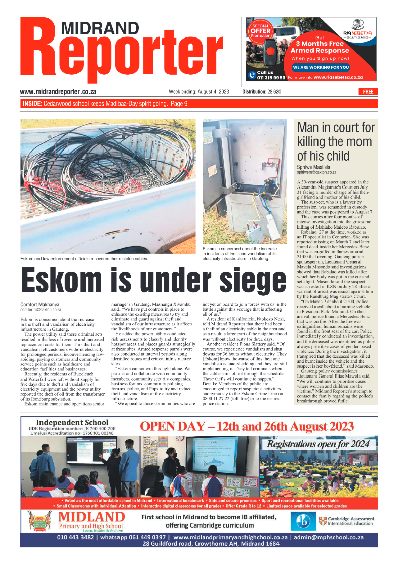 Midrand Reporter 4 August 2023 page 1