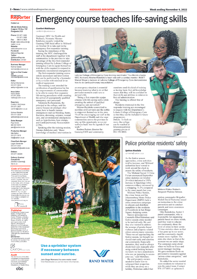 Midrand Reporter 4 November 2022 page 2