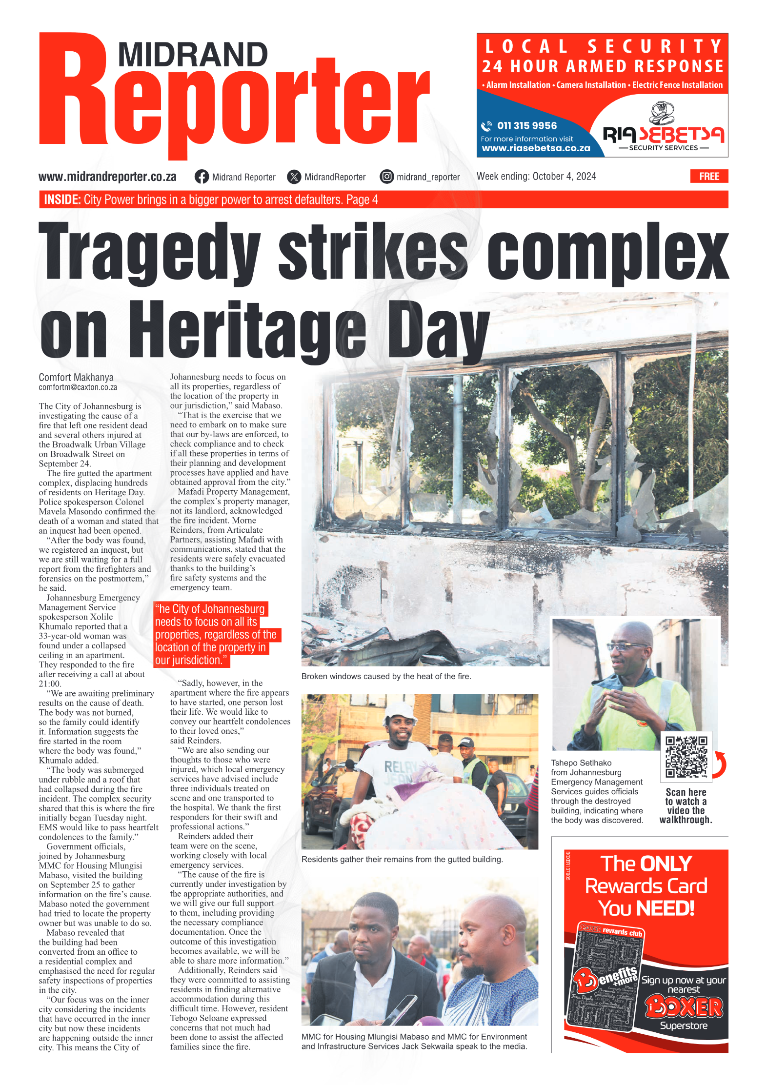 Midrand Reporter 4 October 2024 page 1