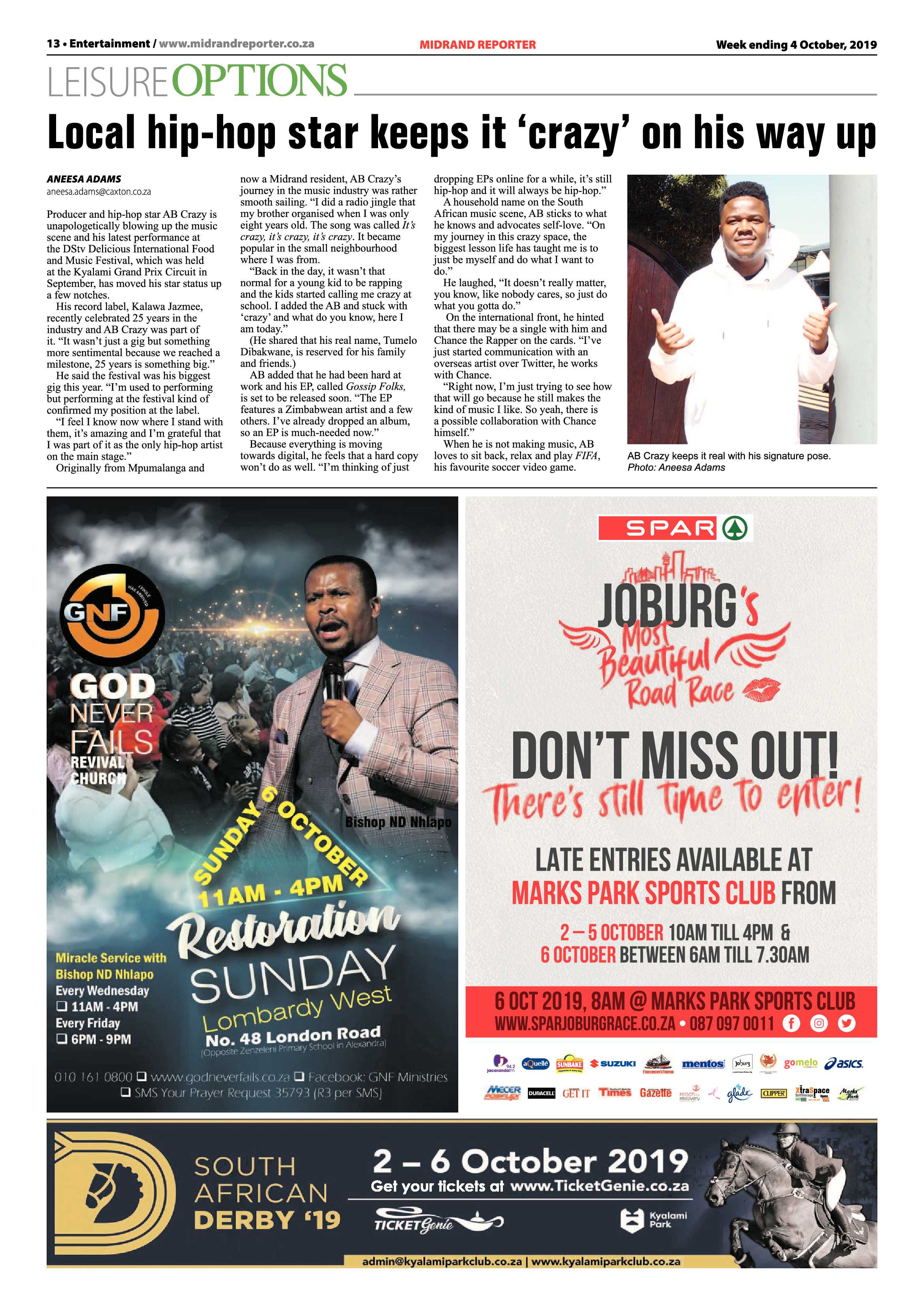 Midrand Reporter 4 October, 2019 page 13