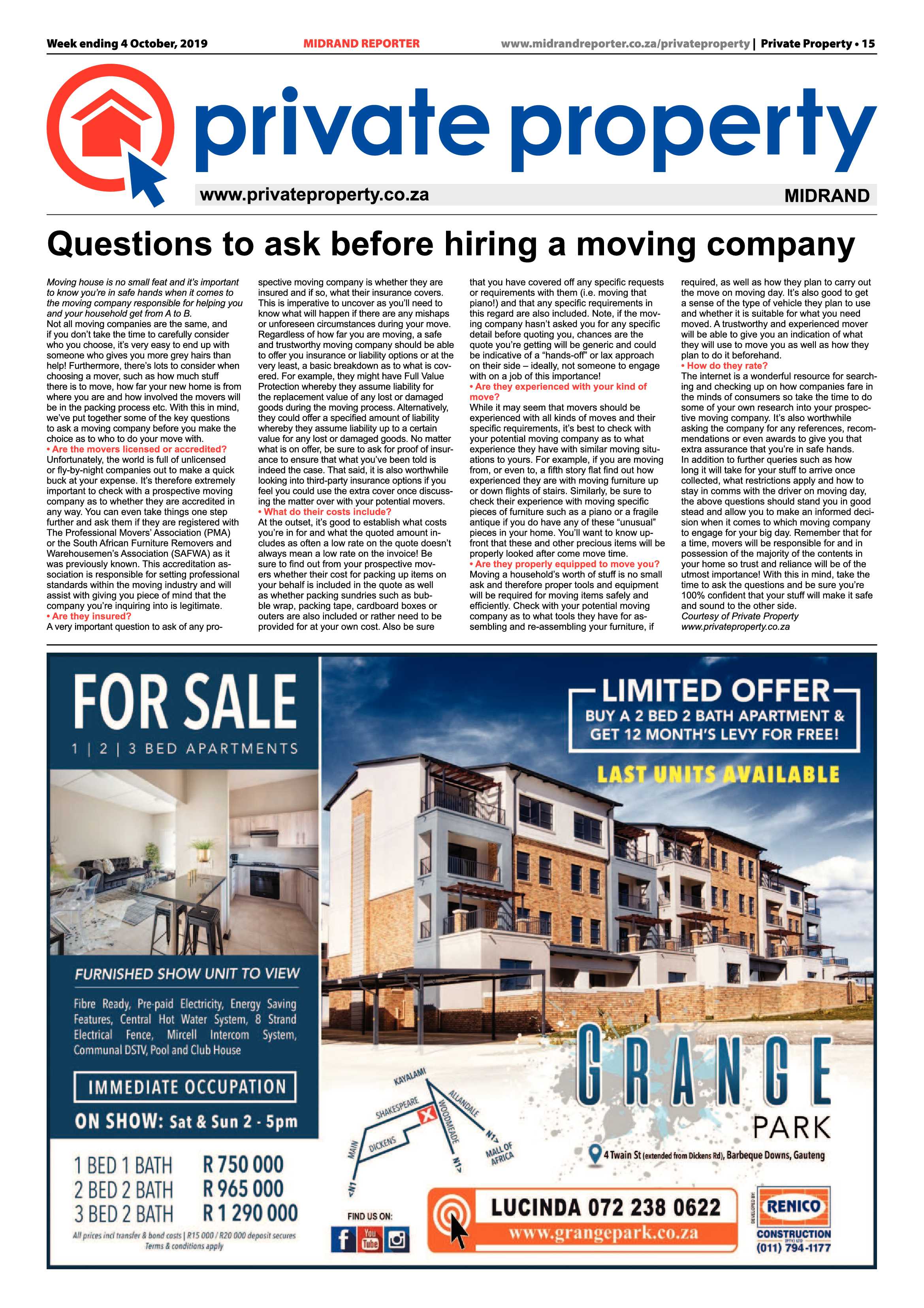 Midrand Reporter 4 October, 2019 page 15