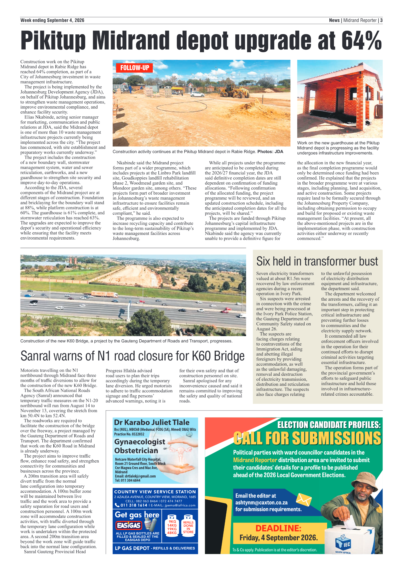Midrand Reporter 4 September 2026 page 3