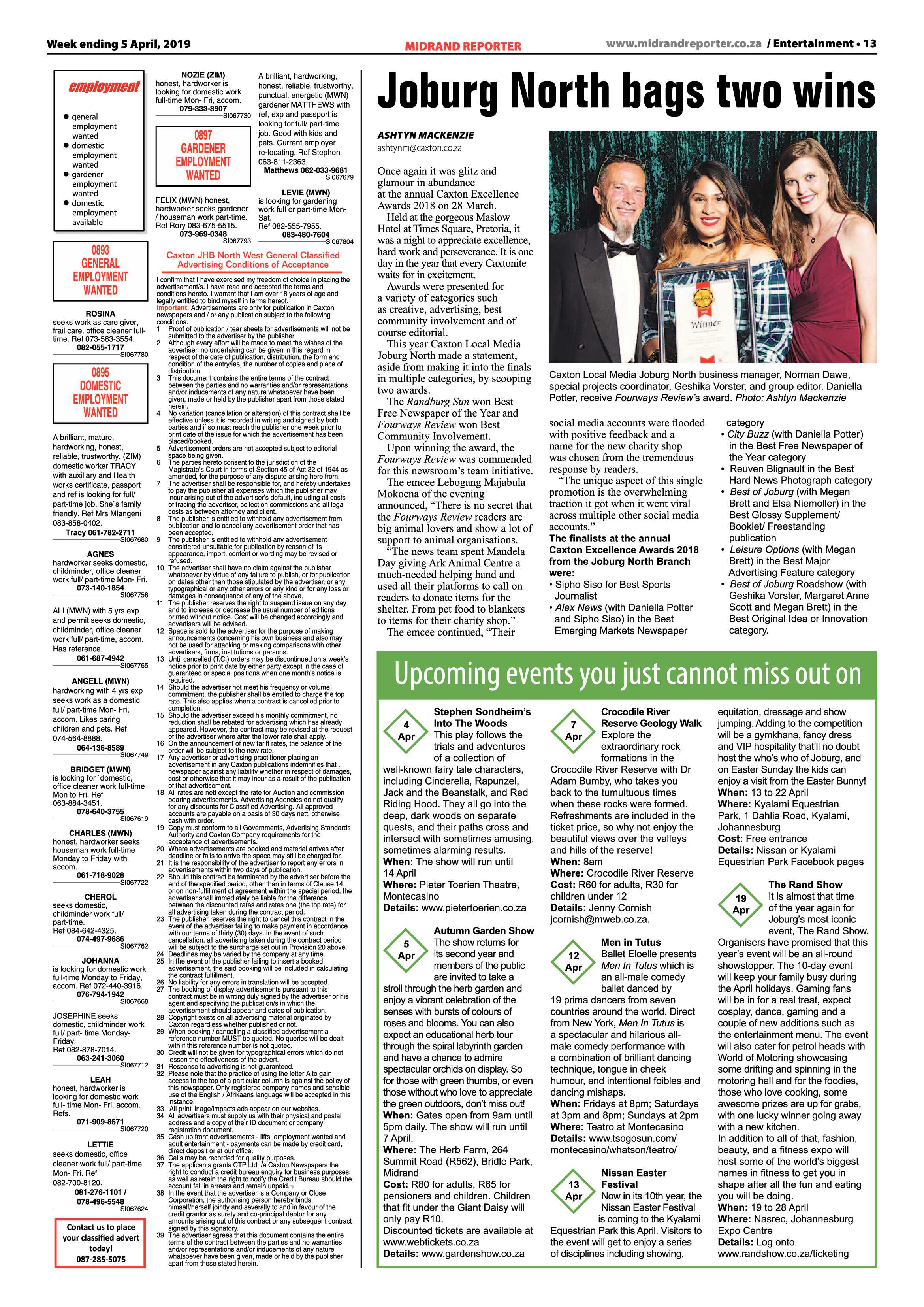 Midrand Reporter 5 April, 2019 page 13