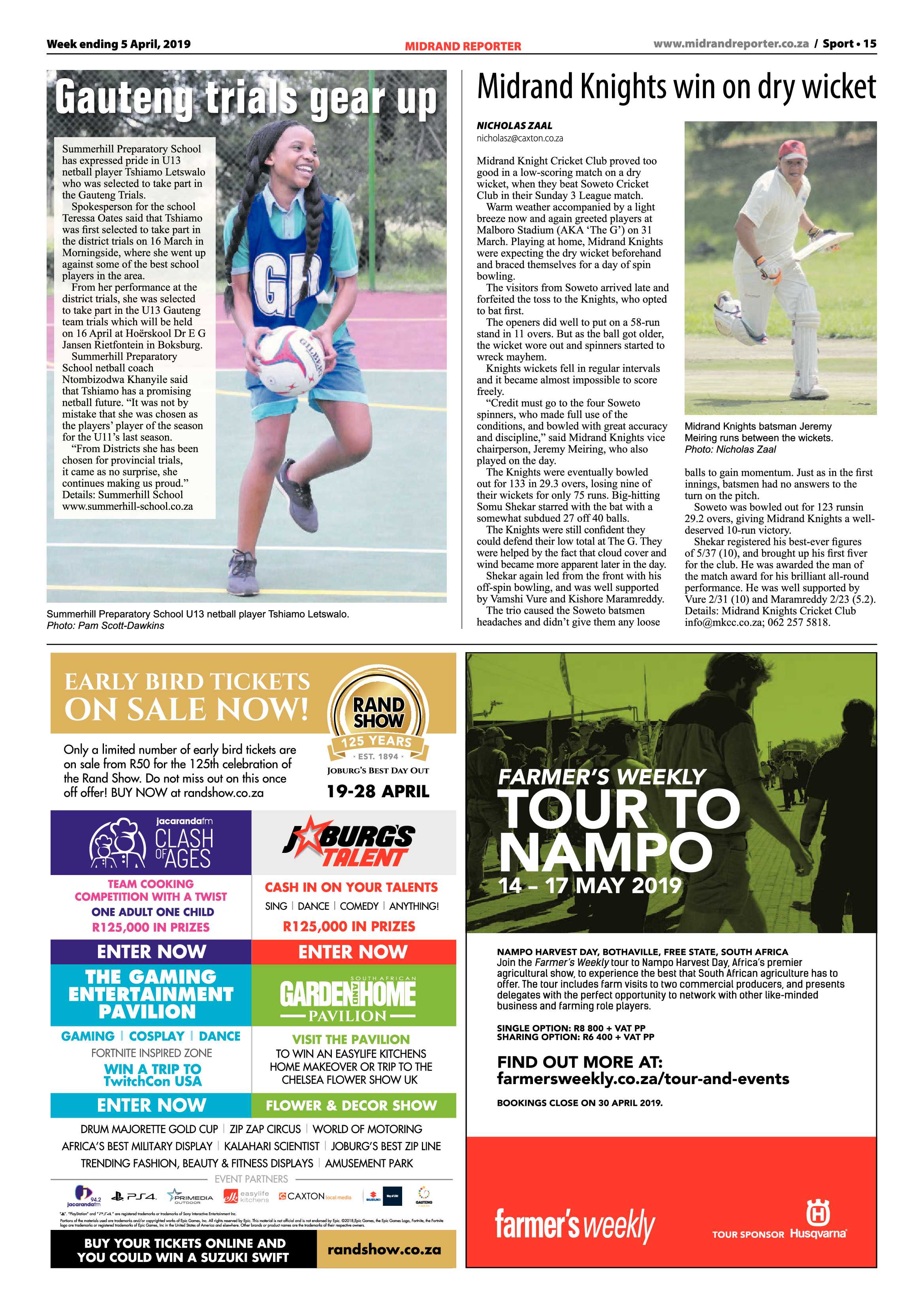 Midrand Reporter 5 April, 2019 page 15