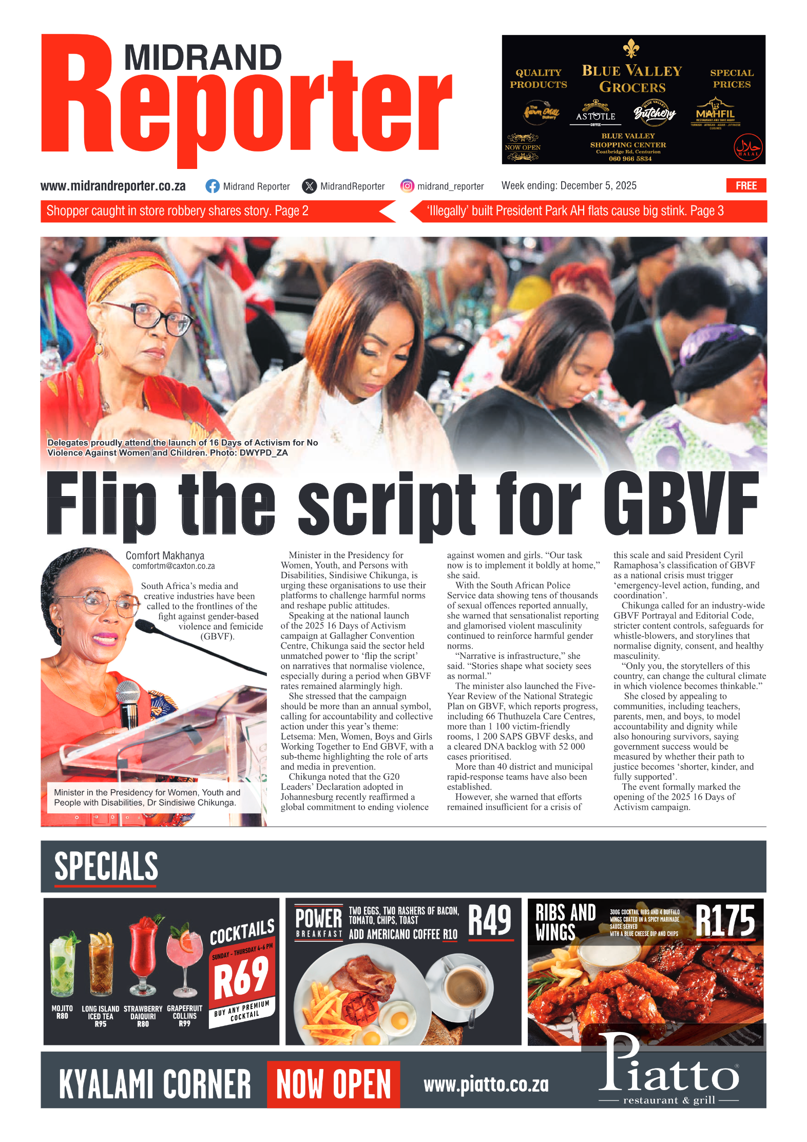 Midrand Reporter 5 December 2025 page 1