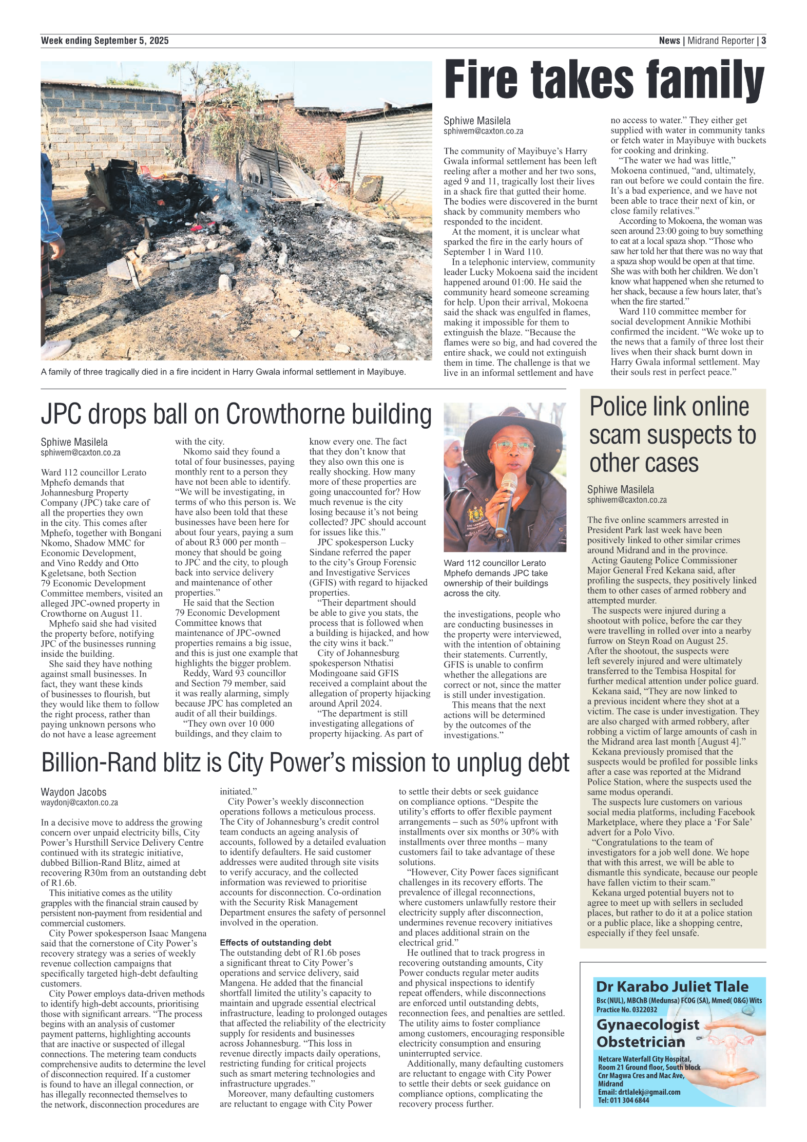 Midrand Reporter 5 September 2025 page 3