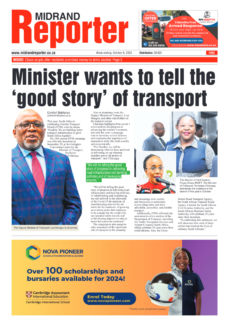 Midrand Reporter 6 October 2023 page 1