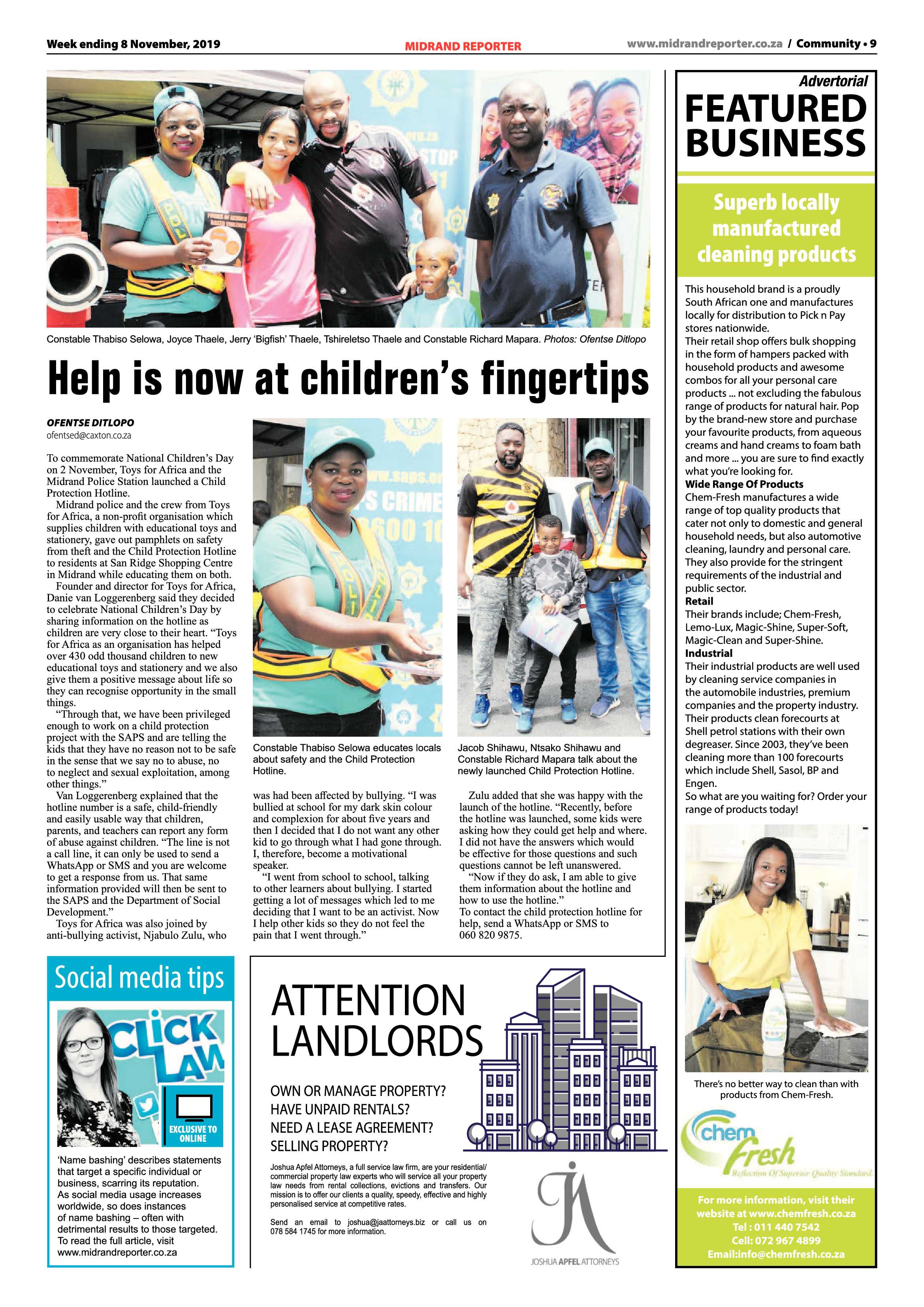 Midrand Reporter 8 November, 2019 page 9