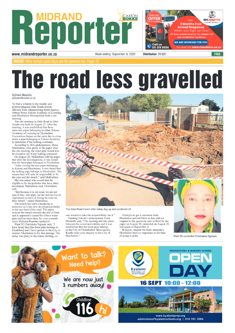Midrand Reporter 8 Sept 2023 page 1