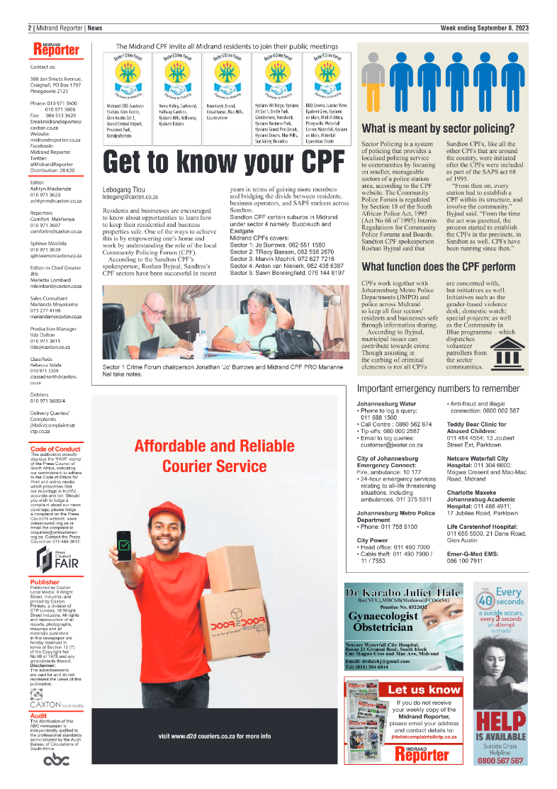 Midrand Reporter 8 Sept 2023 page 2