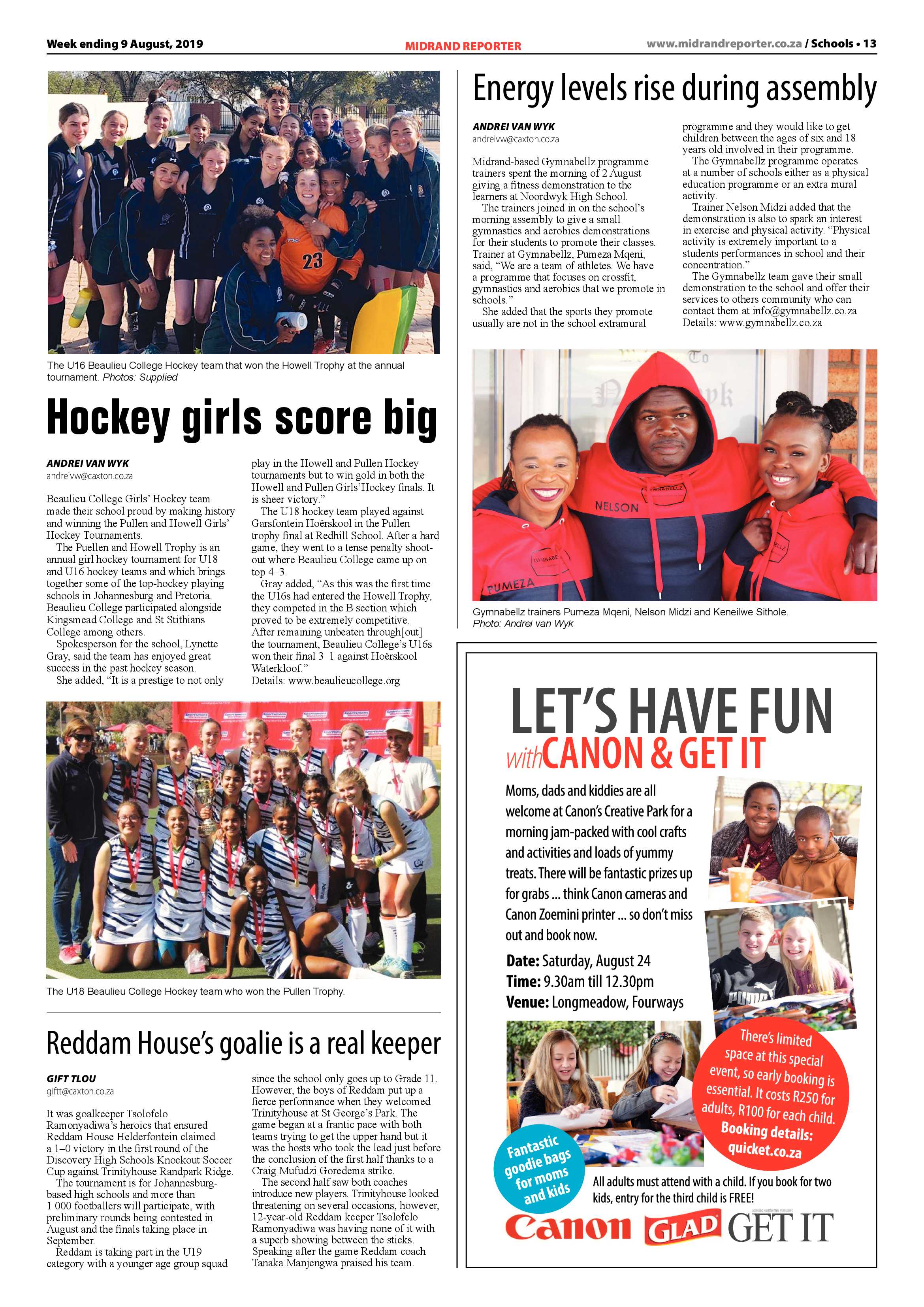 Midrand Reporter 9 August, 2019 page 13