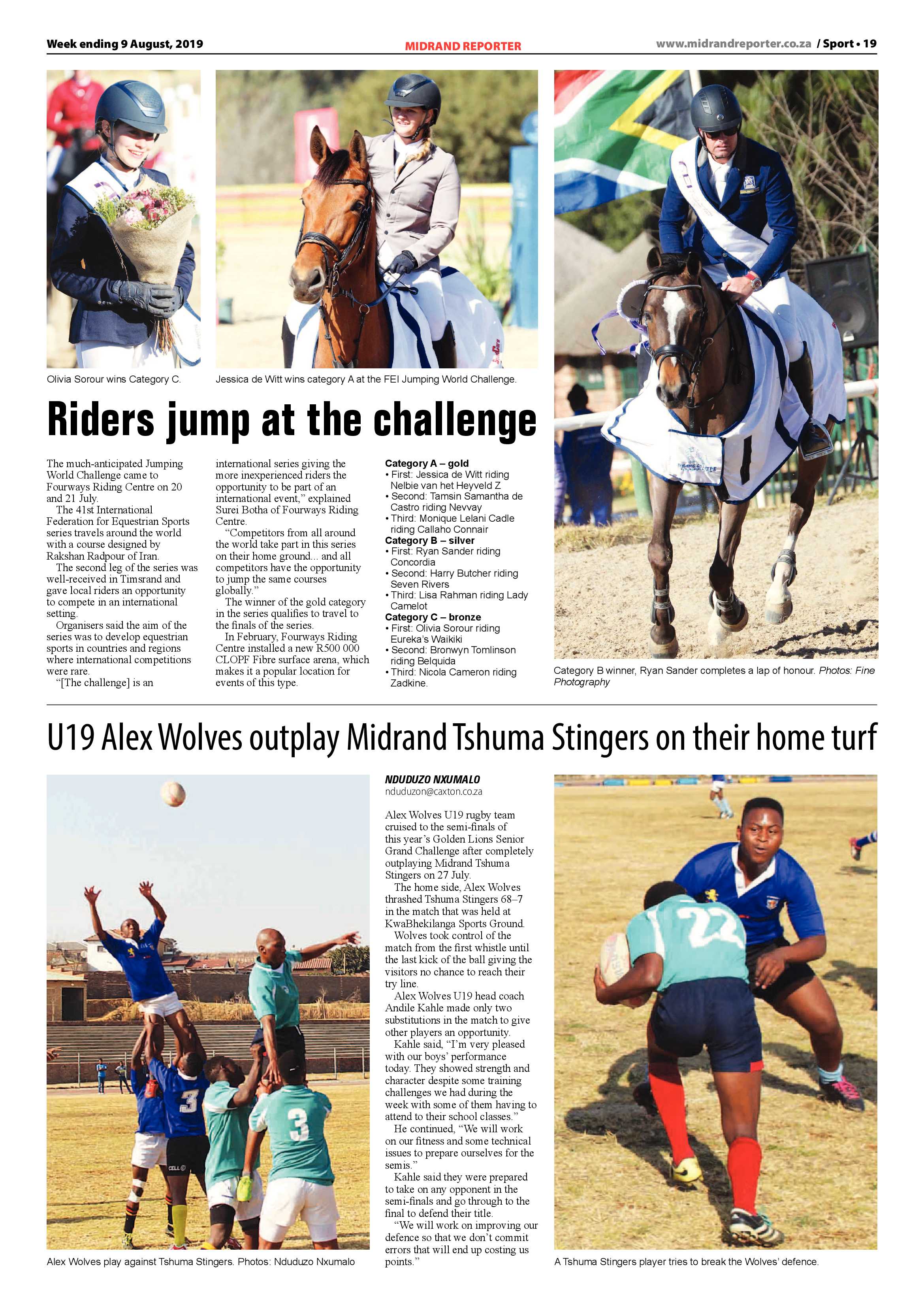 Midrand Reporter 9 August, 2019 page 19