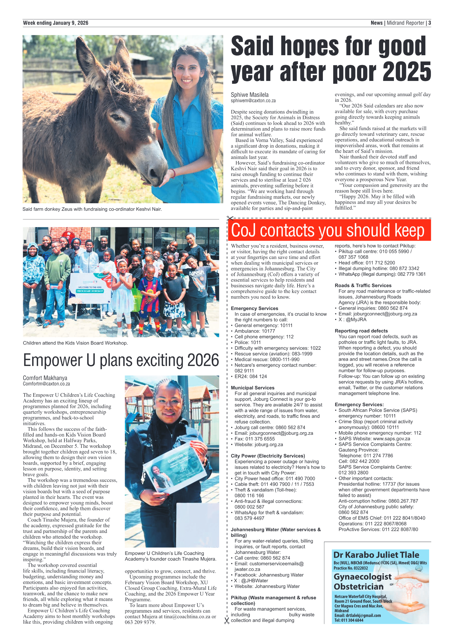 Midrand Reporter 9 January 2026 page 3
