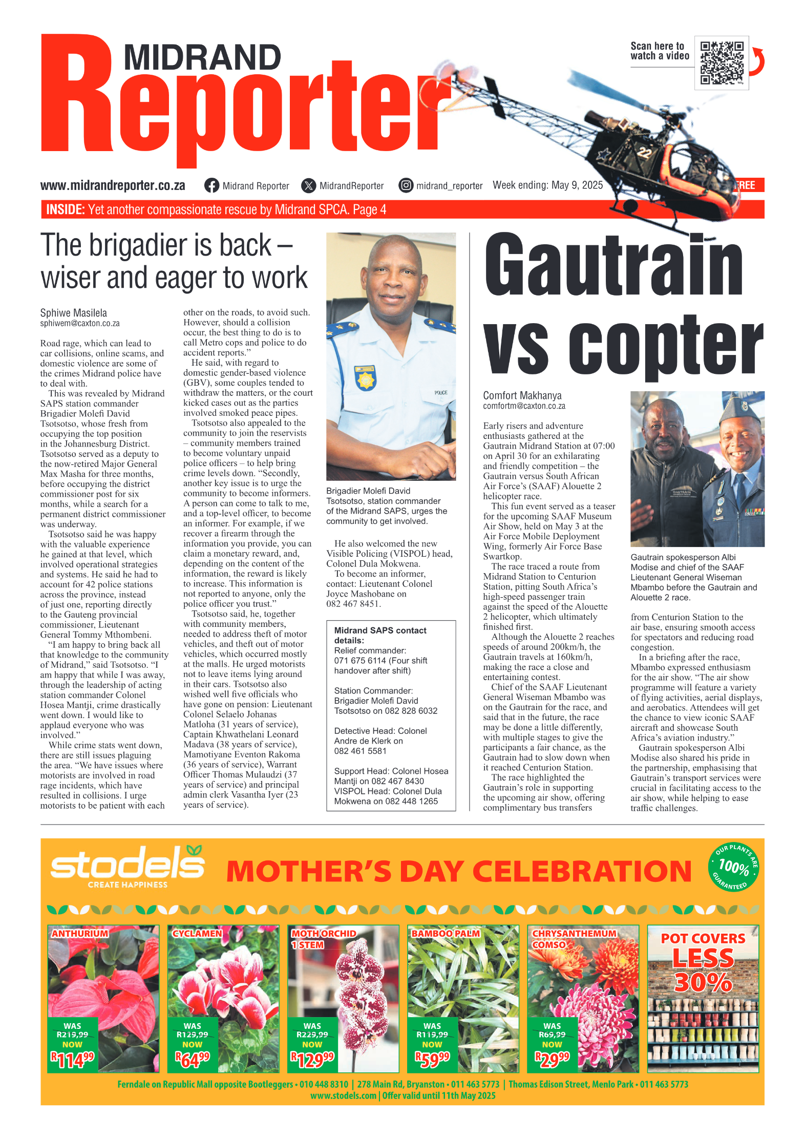 Midrand Reporter 9 May 2025 page 1