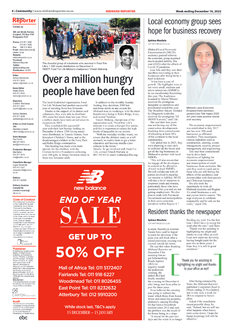 Midrand Reporter Dec 16 2022 page 4
