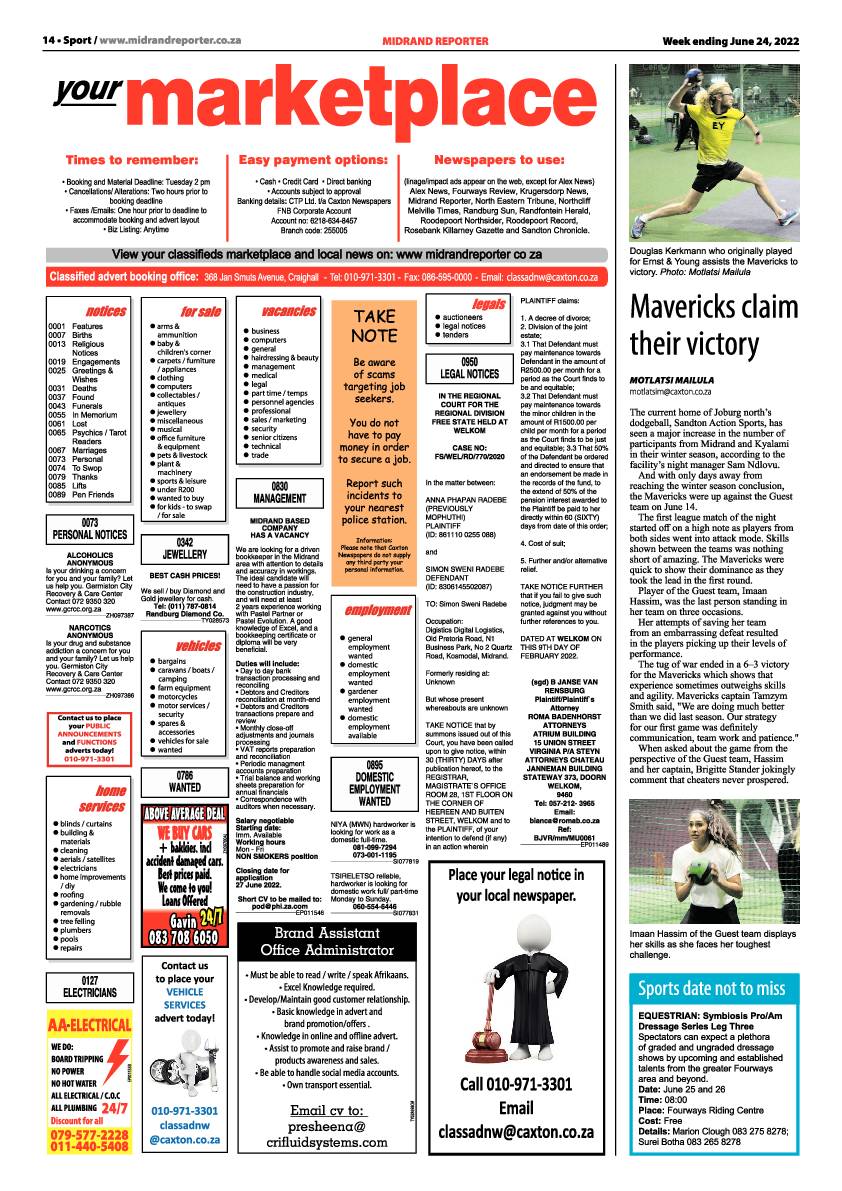 Midrand Reporter June 24 2022 page 14
