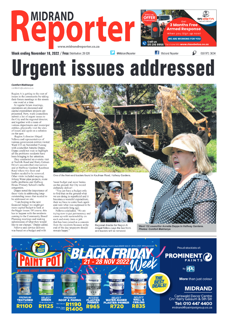 Midrand Reporter Nov18 2022 page 1