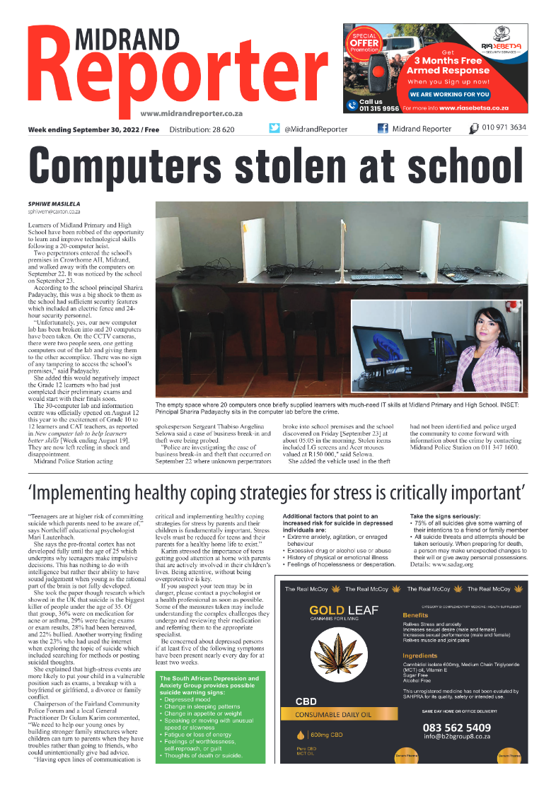 Midrand Reporter September 30 2022 page 1