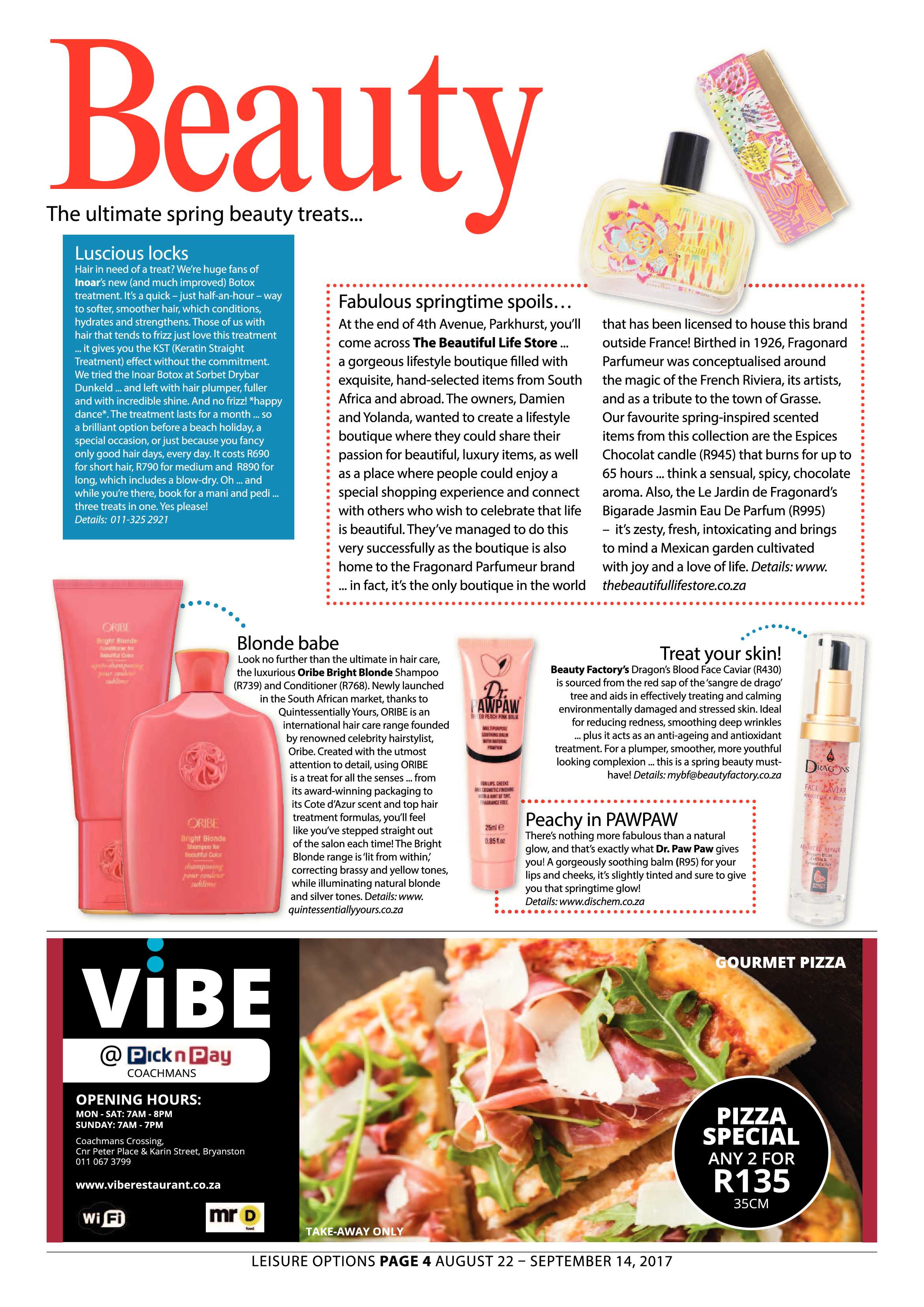Leisure Options 22 August – 14 September 2017 page 4